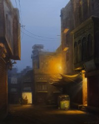 Zulfiqar Ali Zulfi,  38 x 30 Inch, Oil on Canvas, Cityscape Painting-AC-ZUZ-063